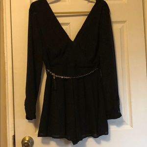 Black long sleeve night out romper